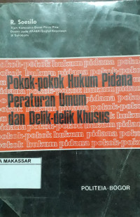 Pokok-Pokok Hukum Pidana Peraturan Umu8m dan Delik-delik Khusus