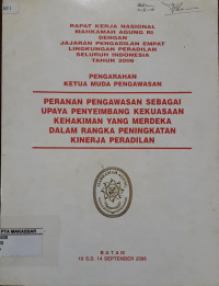 Rapat Kerja Nasional Mahkamah Agung RI dengan jajaran Pengadilan empat lingkungan Peradilan seluruh Indonesia Tahun 2006, Pengarahan Ketua Muda PengawasanAN : Peranan pengawasan sebagai upaya penyeimbang kekuasaan kehakiman yang merdeka dalam rangka peningkatan kinerja peradilan