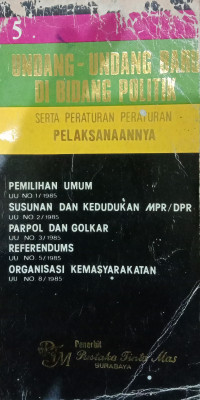 Undang- Undang Baru Di Bidang Politik Serta Peraturan Peraturan Pelaksanaannya