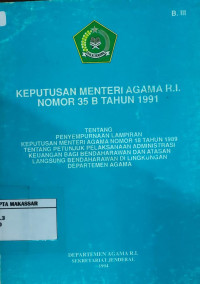 Putusan Mentri Agama R.I nomor 35 B tahun 1991